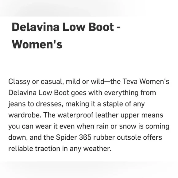 Teva Delavina waterproof tan leather upper casual/moto/outdoors low boot. Size 9 - Picture 11 of 11